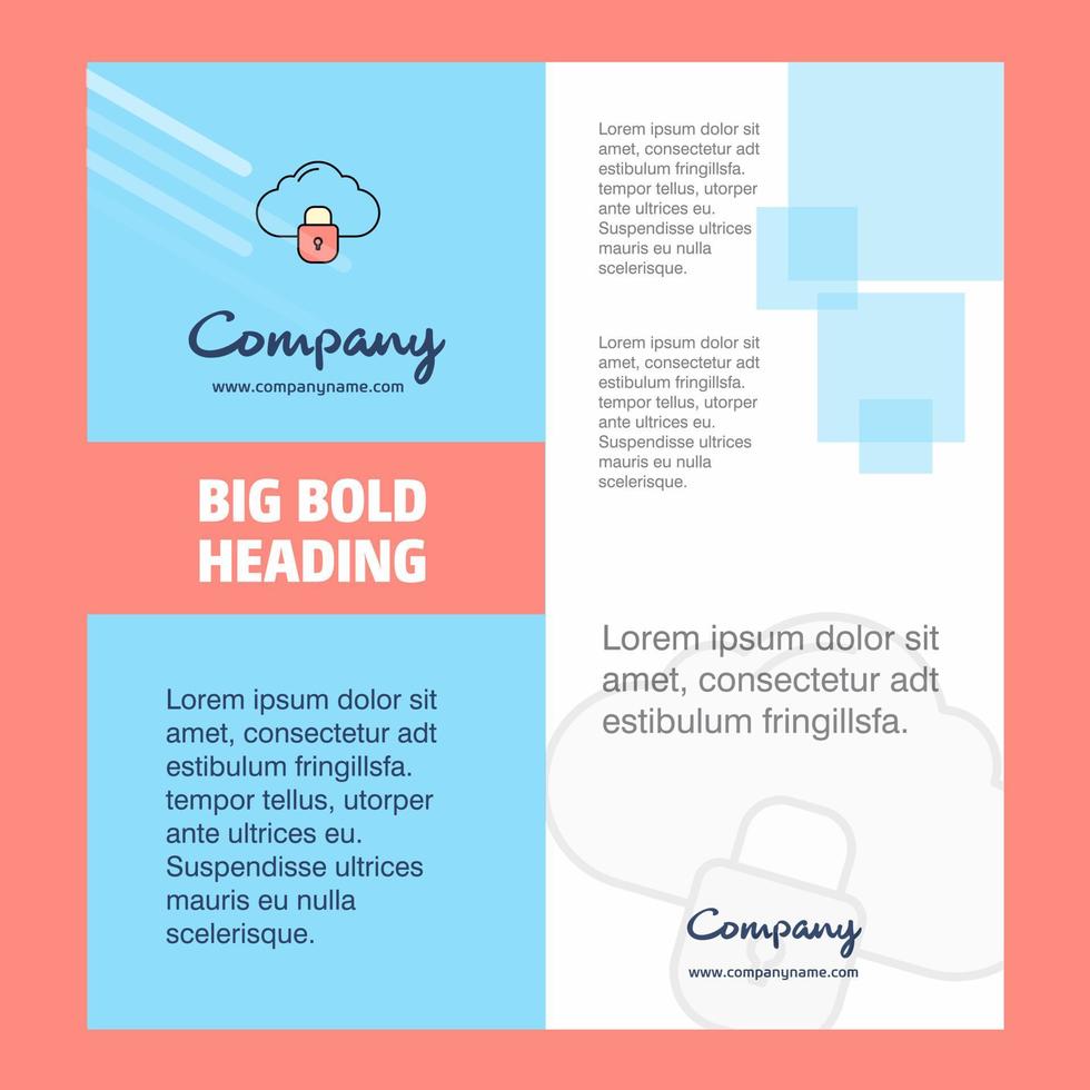 Locked cloud Company Brochure Title Page Design Company profile annual report presentations leaflet Vector Background