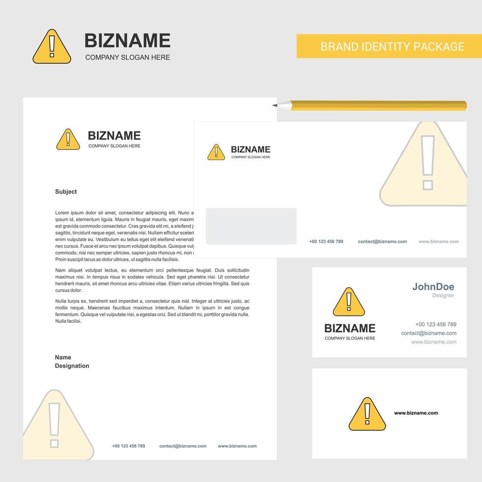 Caution Business Letterhead Envelope and visiting Card Design vector template