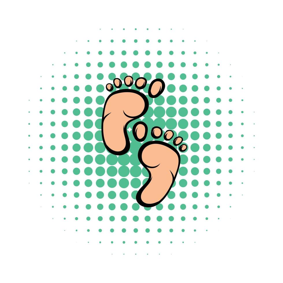 Baby footprints comics icon vector