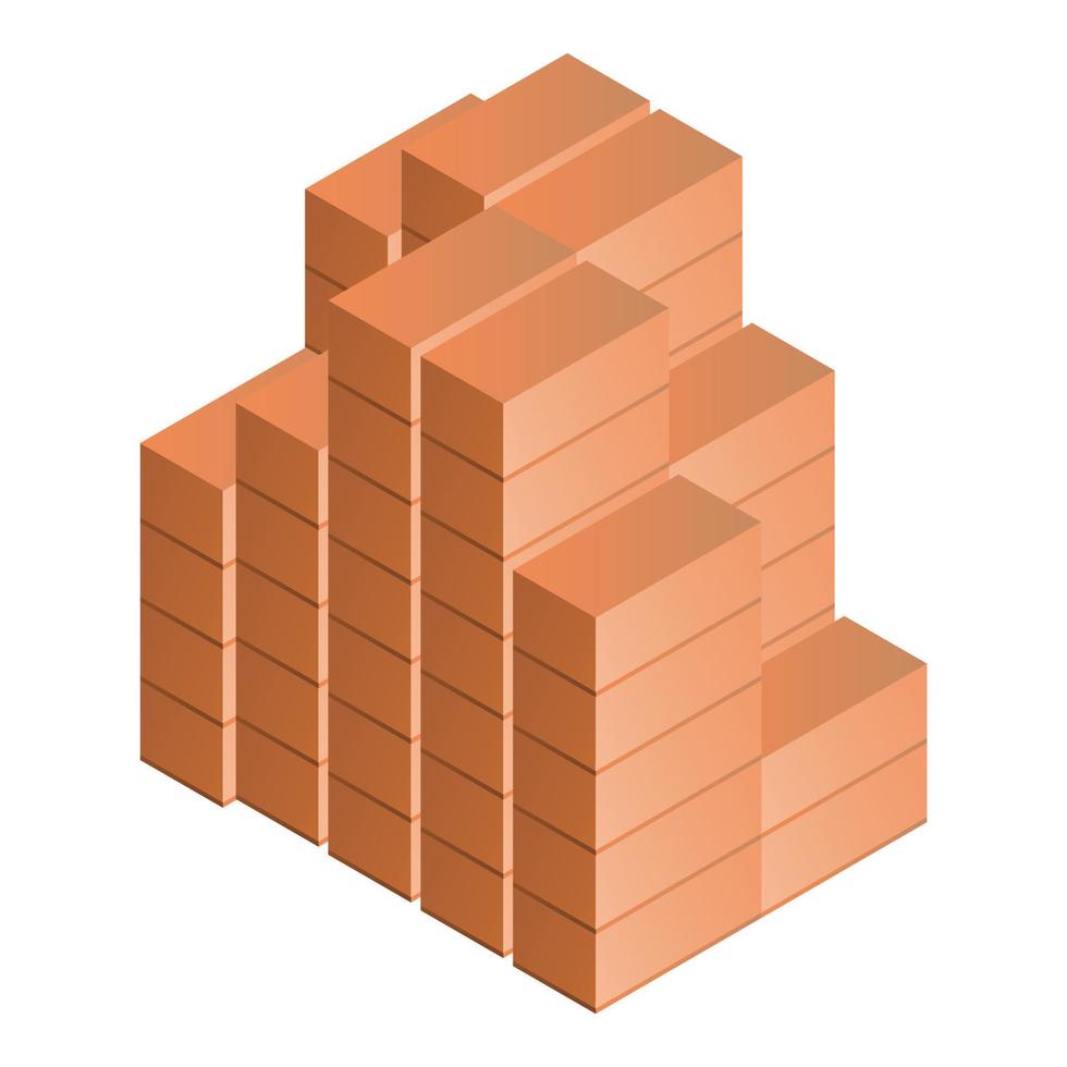 Stack of brick icon, isometric style vector