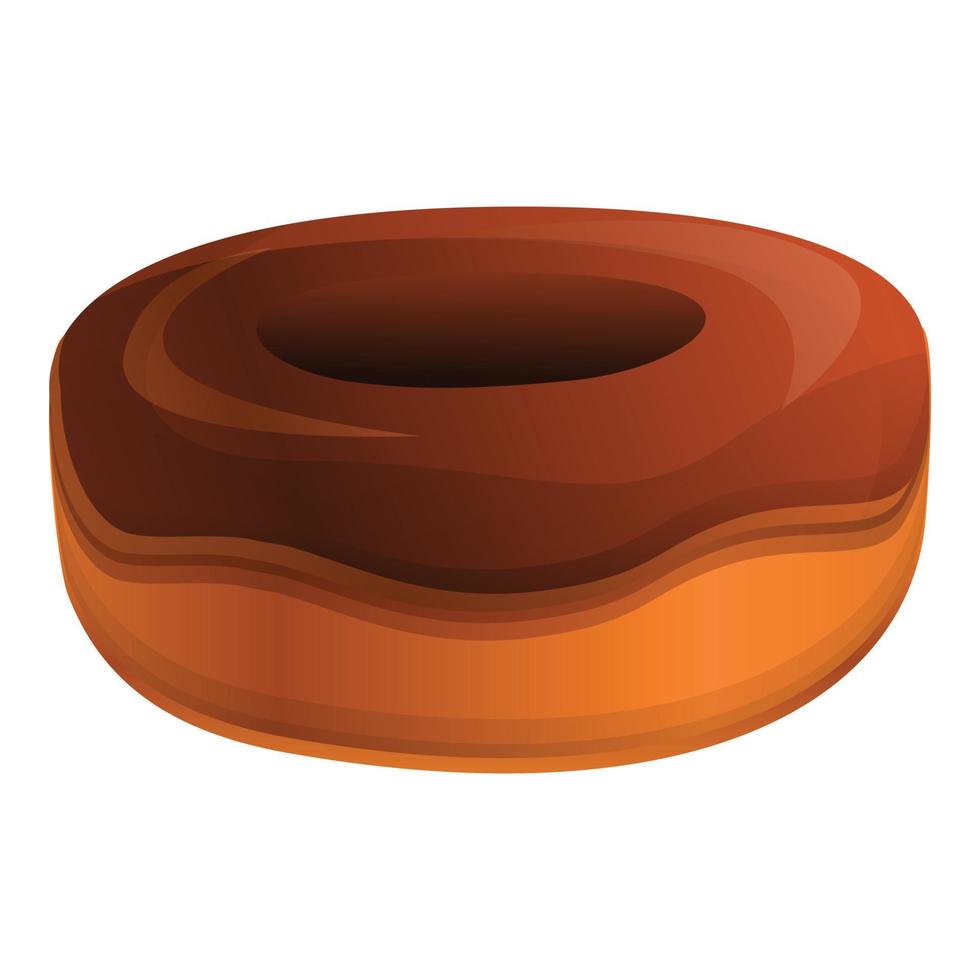 Chocolate donut icon, cartoon style vector