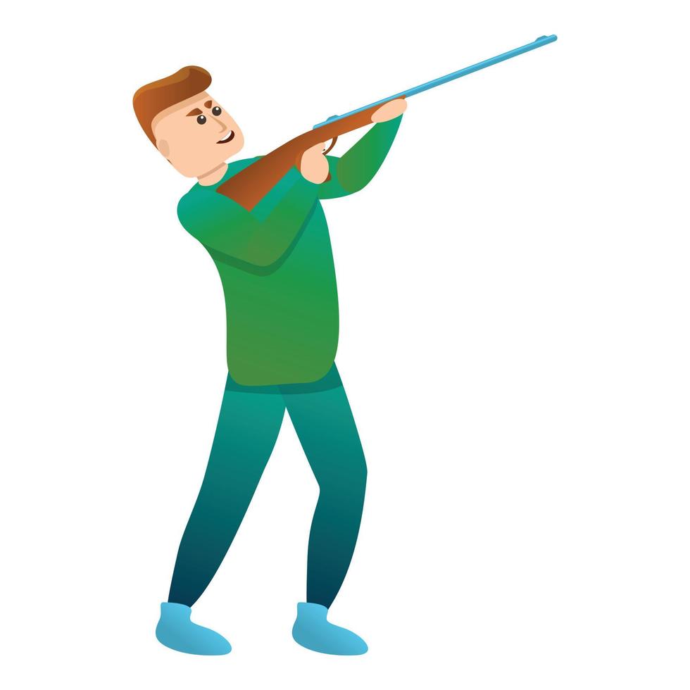 Man hunter shooting icon, cartoon style vector