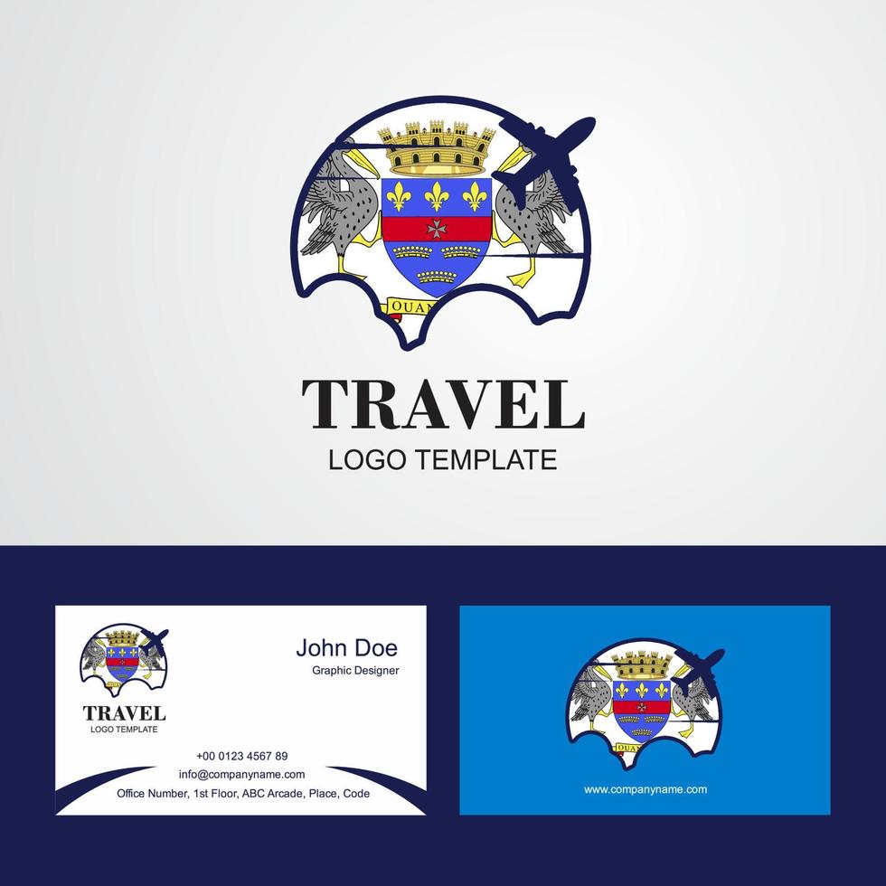 logotipo de la bandera de san bartolomé de viaje y diseño de tarjeta de visita vector