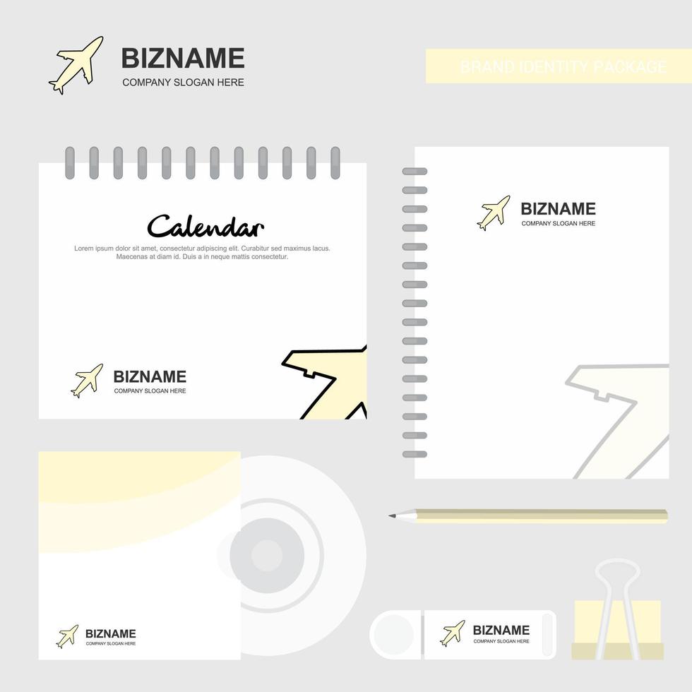 Aeroplane Logo Calendar Template CD Cover Diary and USB Brand Stationary Package Design Vector Template
