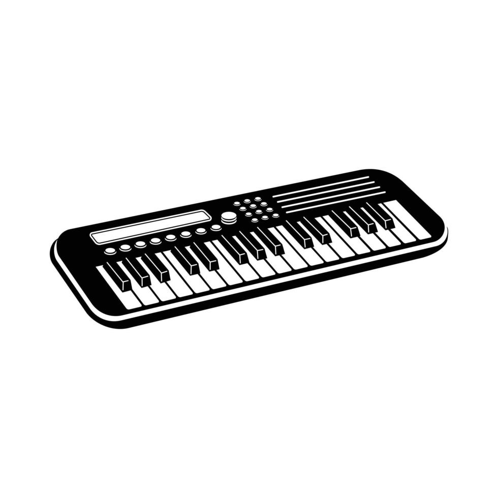 Music synthesizer icon, black simple style vector