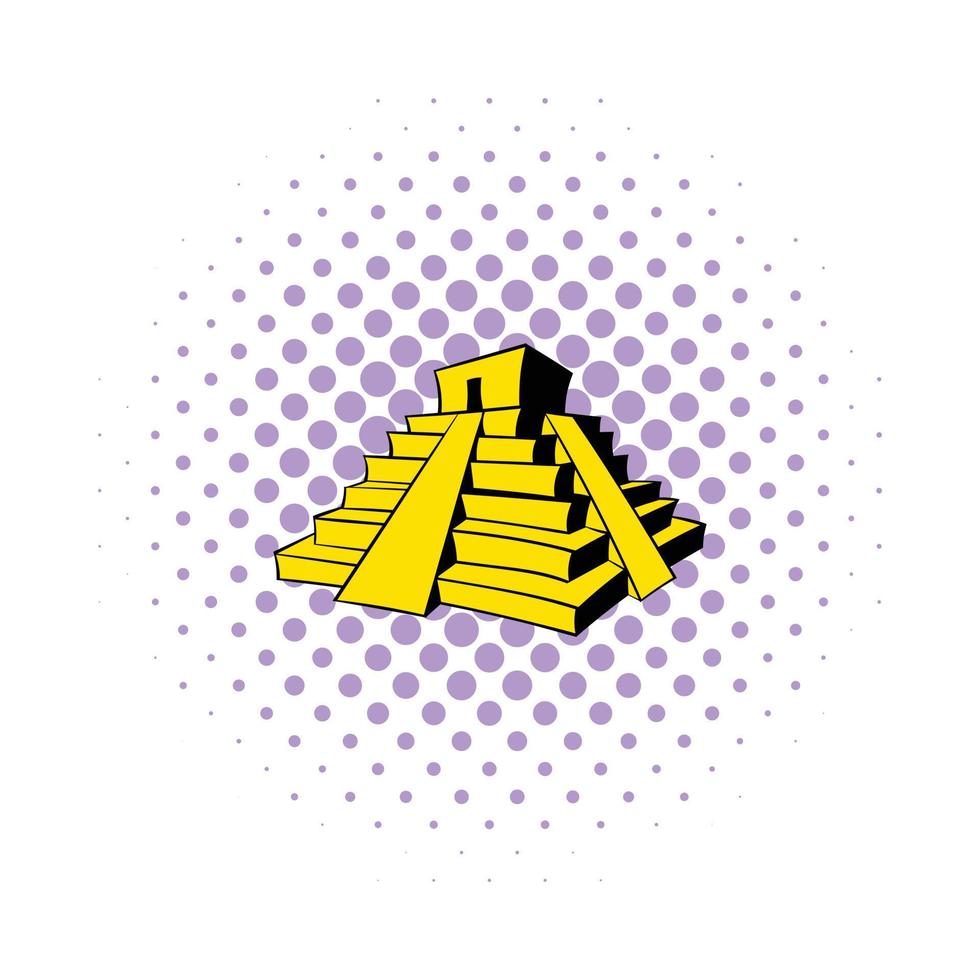 Mayan pyramid icon, comics style vector