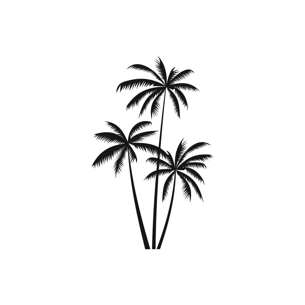 Three coconut palm trees icon, simple style vector