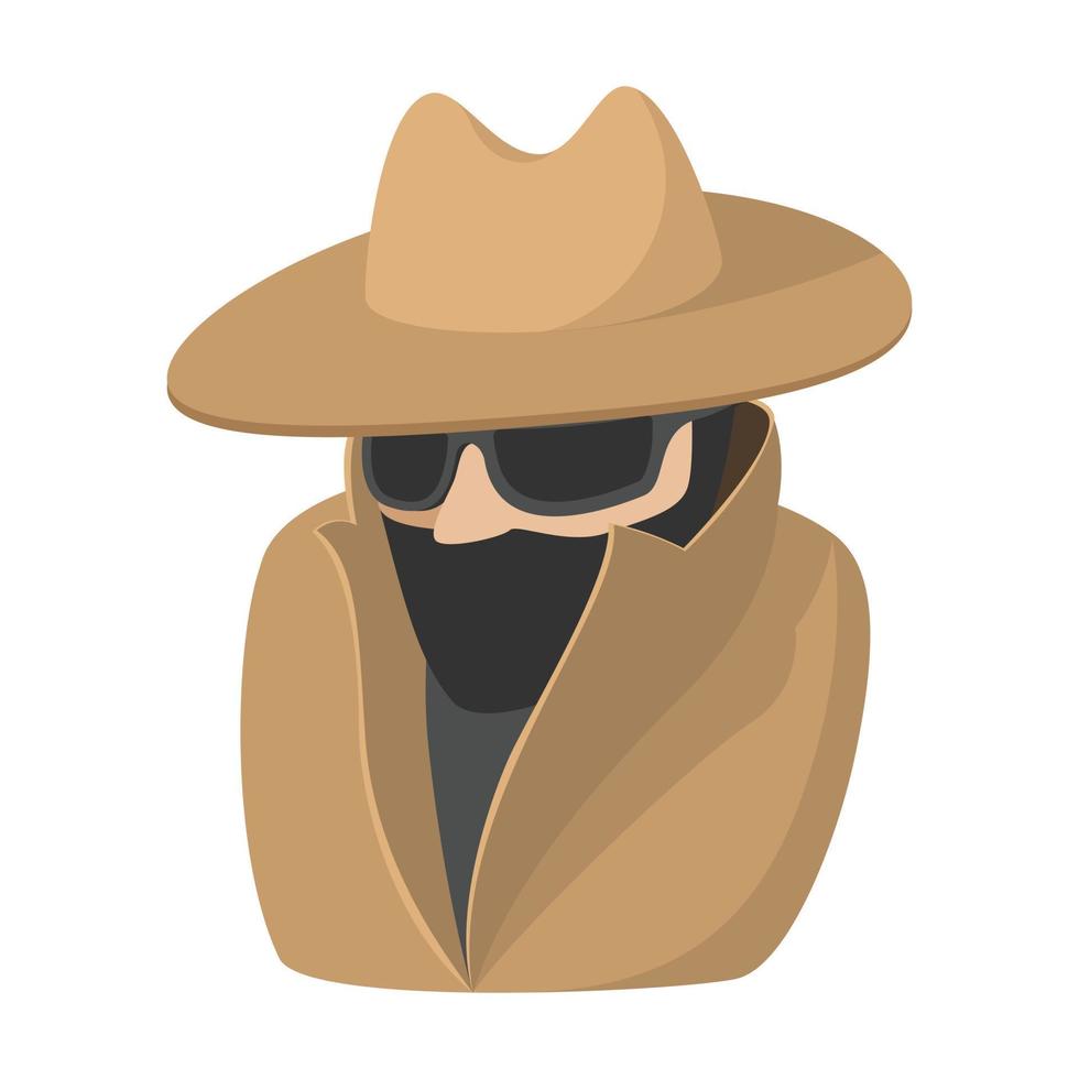 Man in black sunglasses and brown hat cartoon icon vector