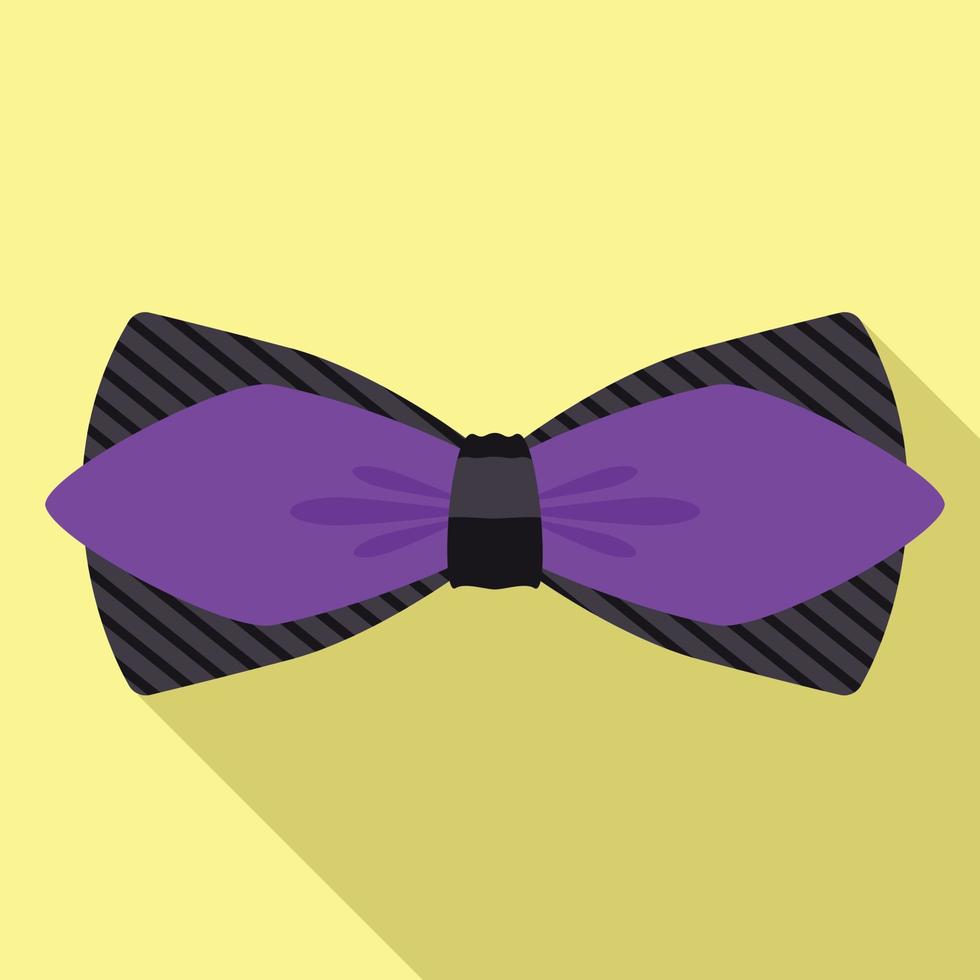 Violet bow tie icon, flat style vector