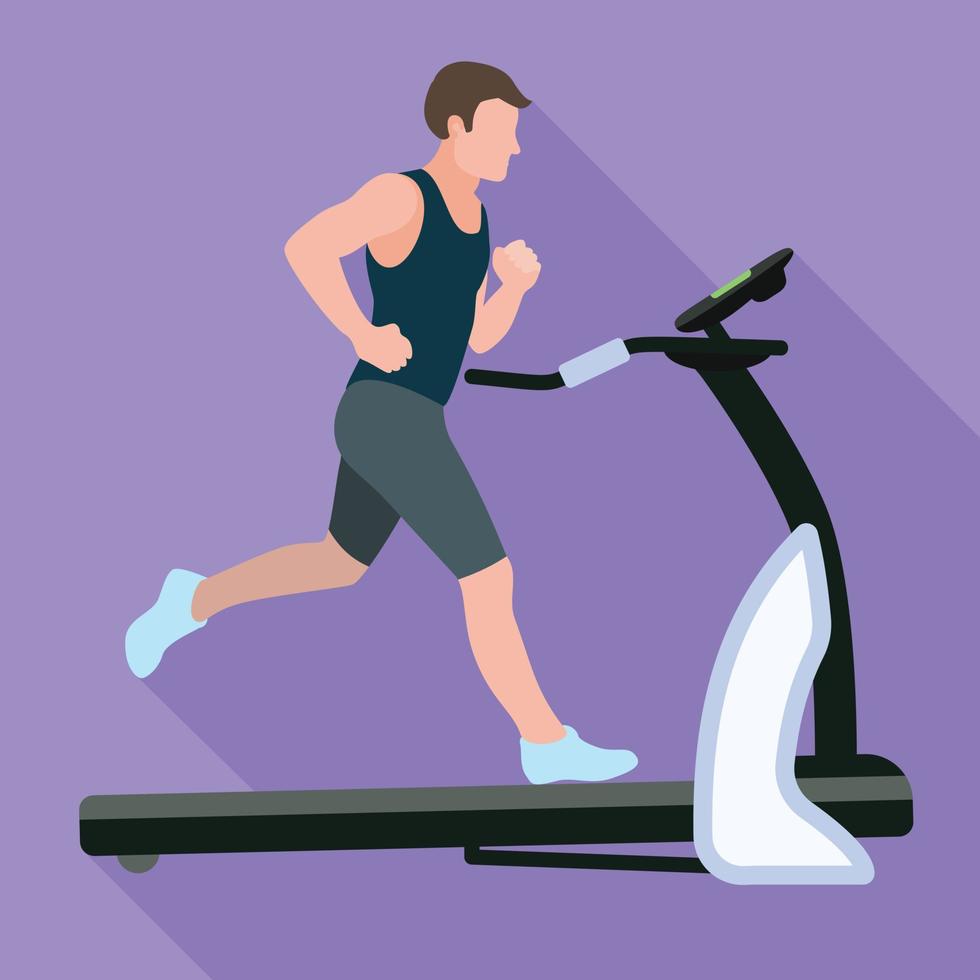 Sportsman treadmill icon, flat style vector