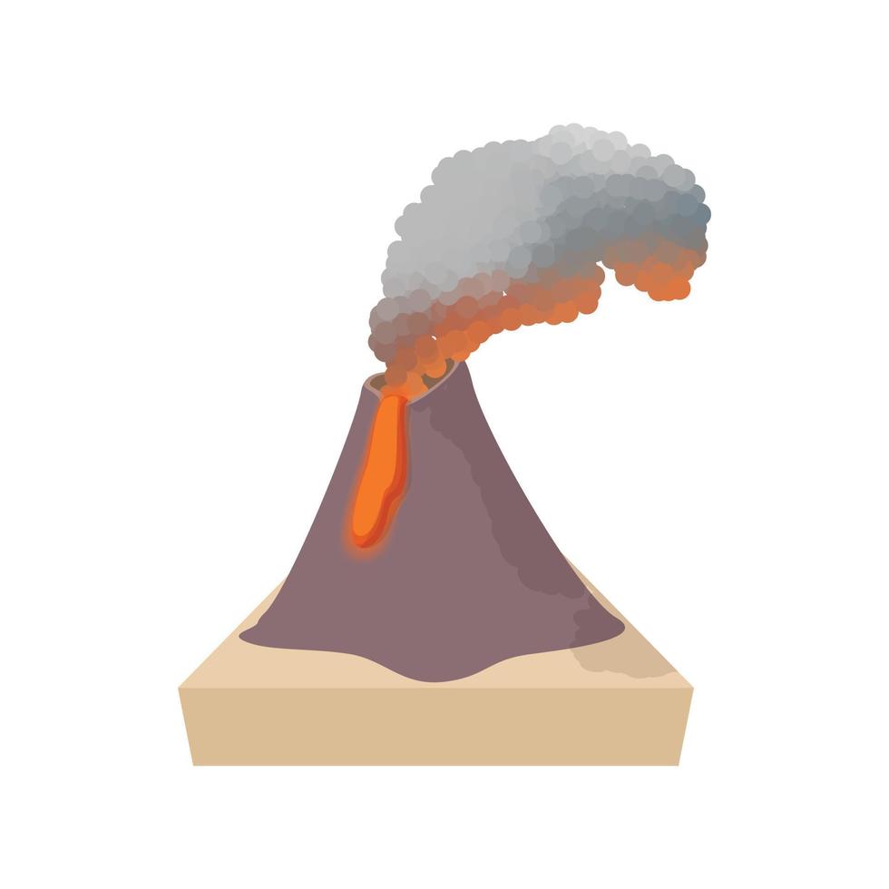 icono de volcán en erupción, estilo de dibujos animados vector