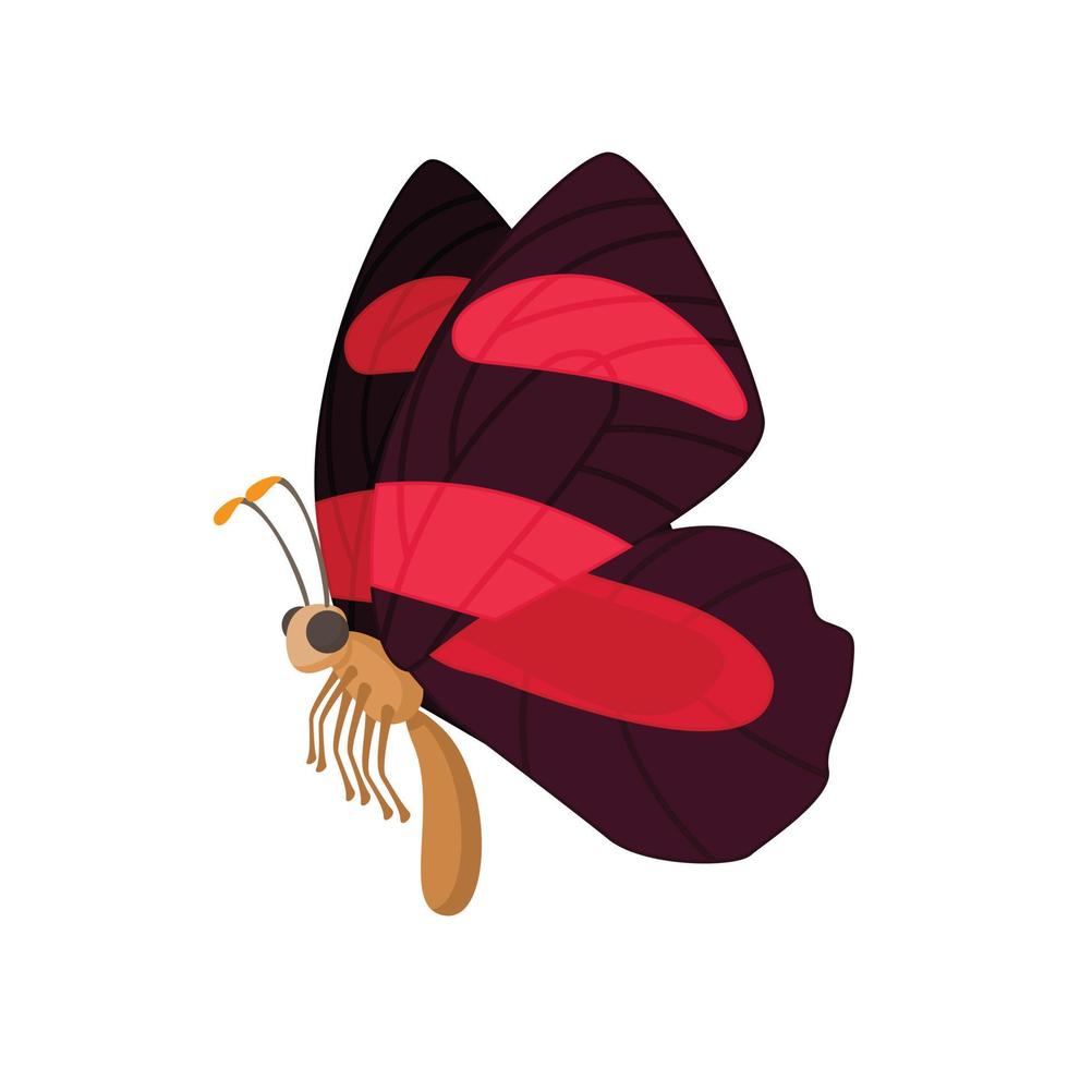 icono de mariposa burdeos, estilo de dibujos animados vector