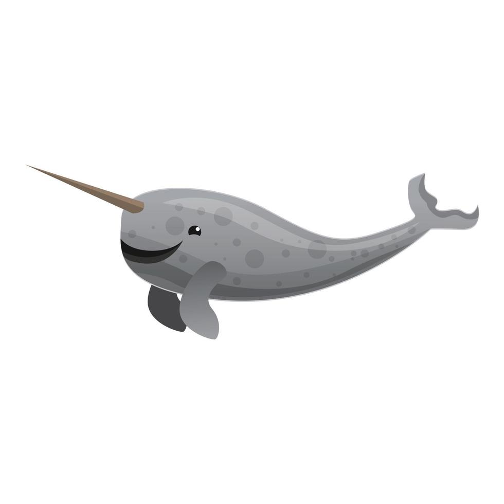 Narwhals tusking icon, cartoon style vector