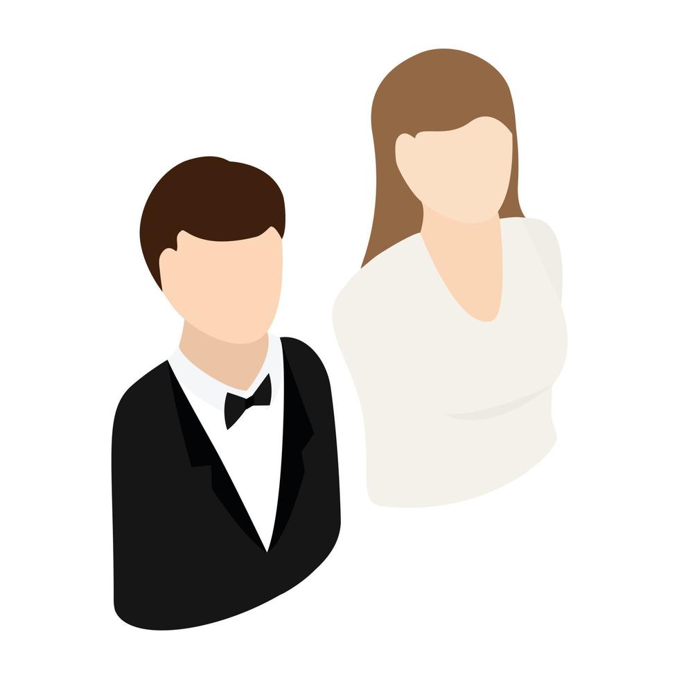 Bride and groom isometric 3d icon vector
