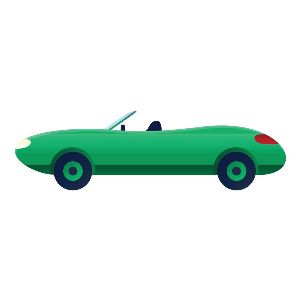 Green cabriolet icon, cartoon style vector