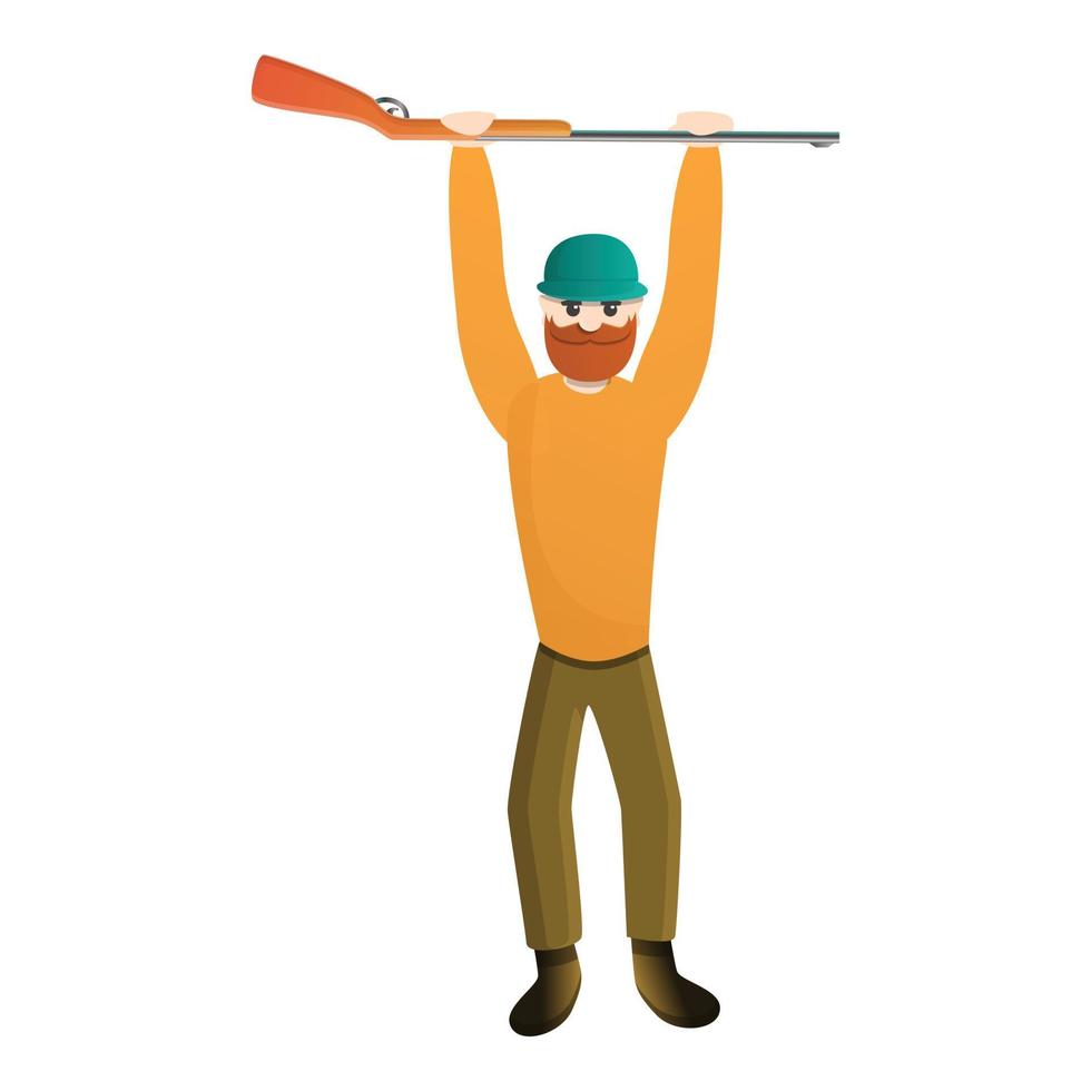 Hunter rifle up icon, cartoon style vector