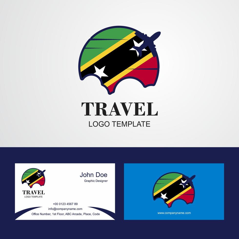 logotipo de la bandera de saint kitts y nevis de viaje y diseño de tarjeta de visita vector