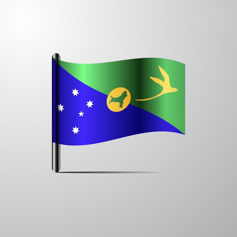 Christmas island waving Shiny Flag design vector