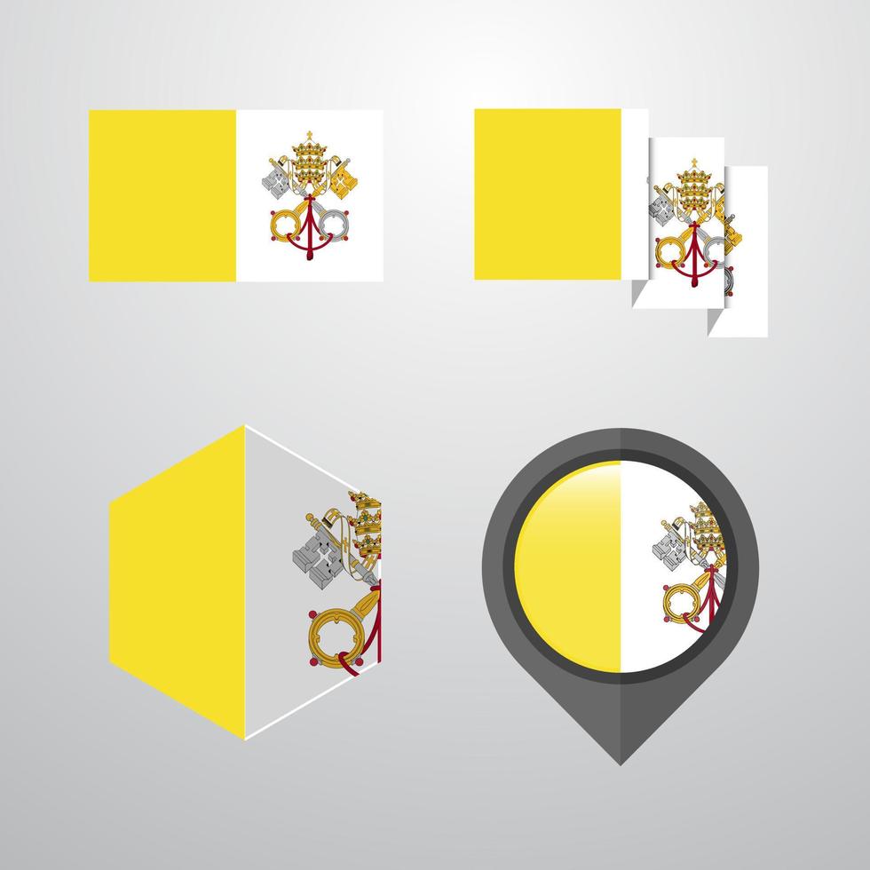 Vatican City Holy See flag design set vector