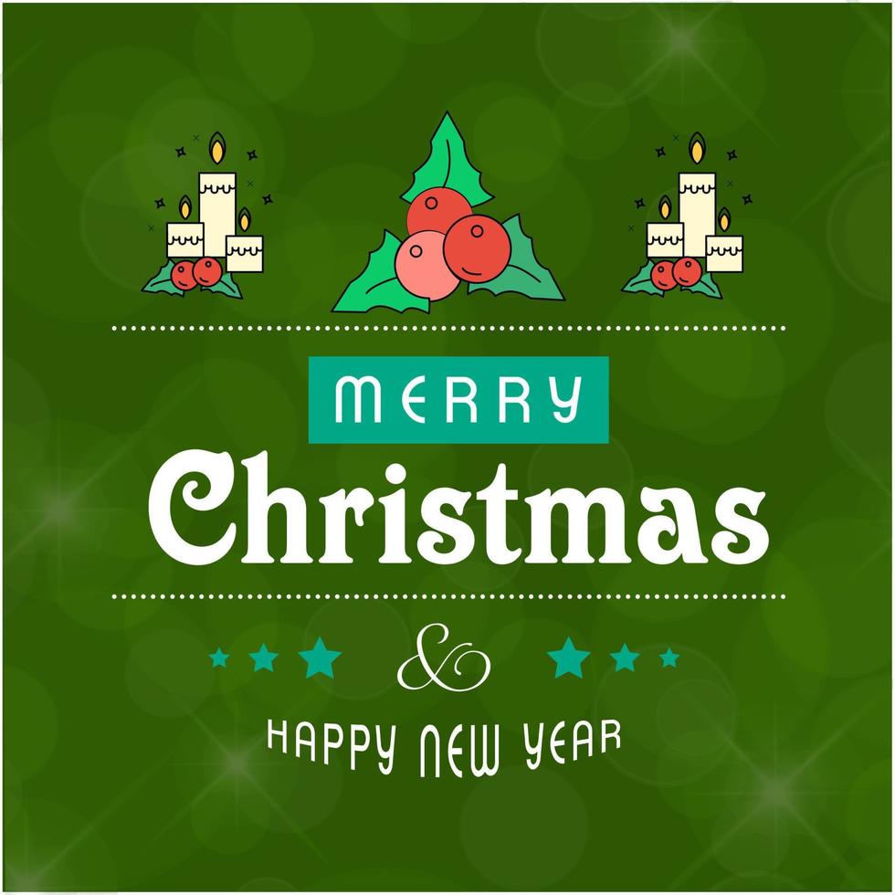 Christmas greetings card with typography and green background vector