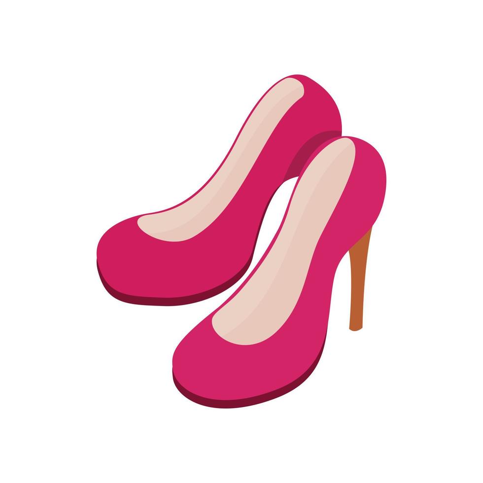 icono de zapatos de mujer púrpura, estilo 3d isométrico vector