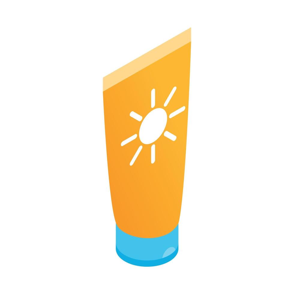 Tube with sunbathing cream icon vector