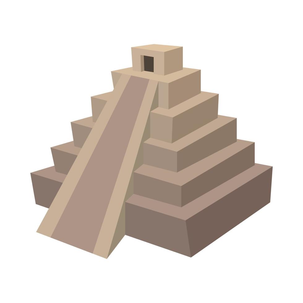 Mayan pyramid, Mexico icon, cartoon style vector