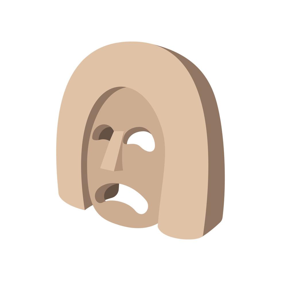 Stone mask icon, cartoon style vector