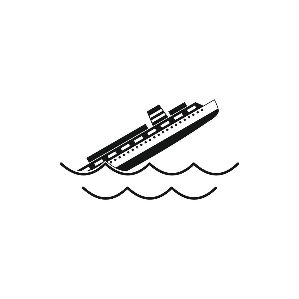 Sinking ship icon, simple style vector