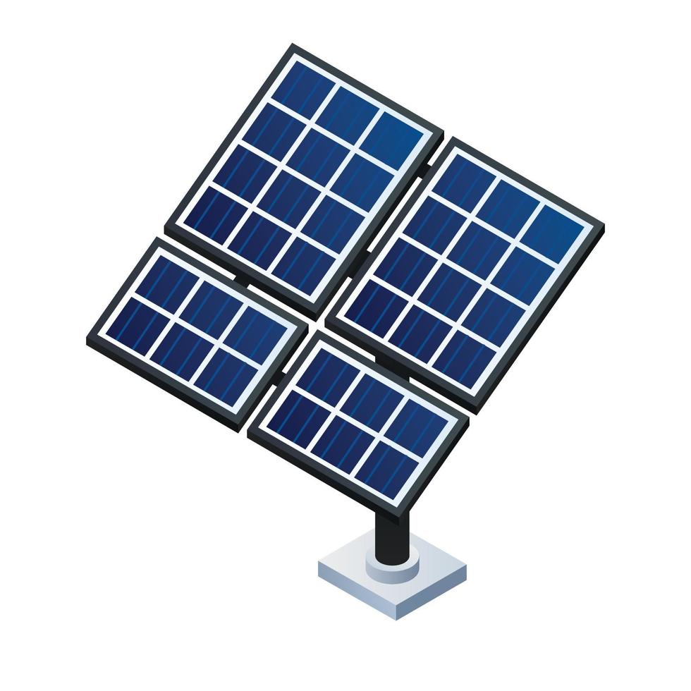 Solar panel icon, isometric style vector