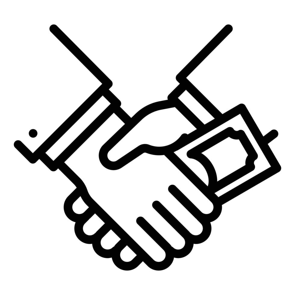 Hand money bribery icon, outline style vector