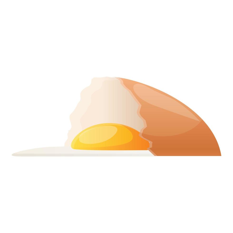 Half cracked egg icon, cartoon style vector