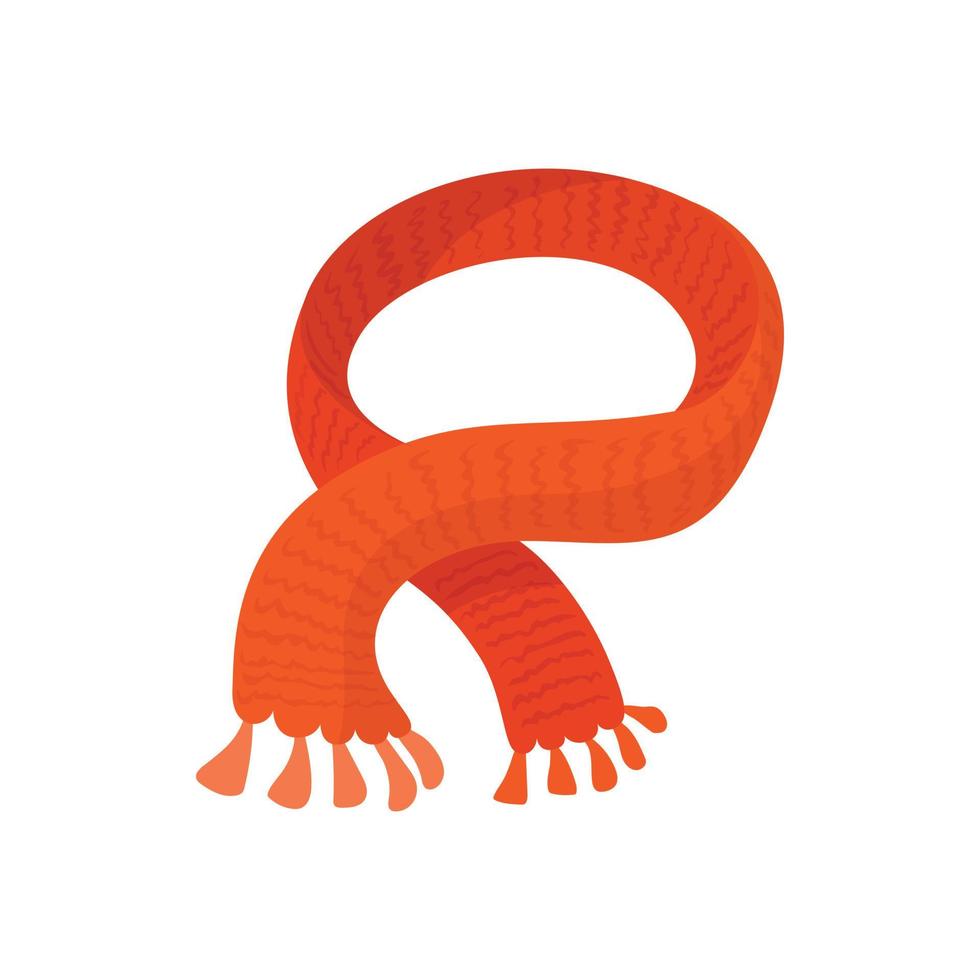 Red knitted scarficon, cartoon style vector