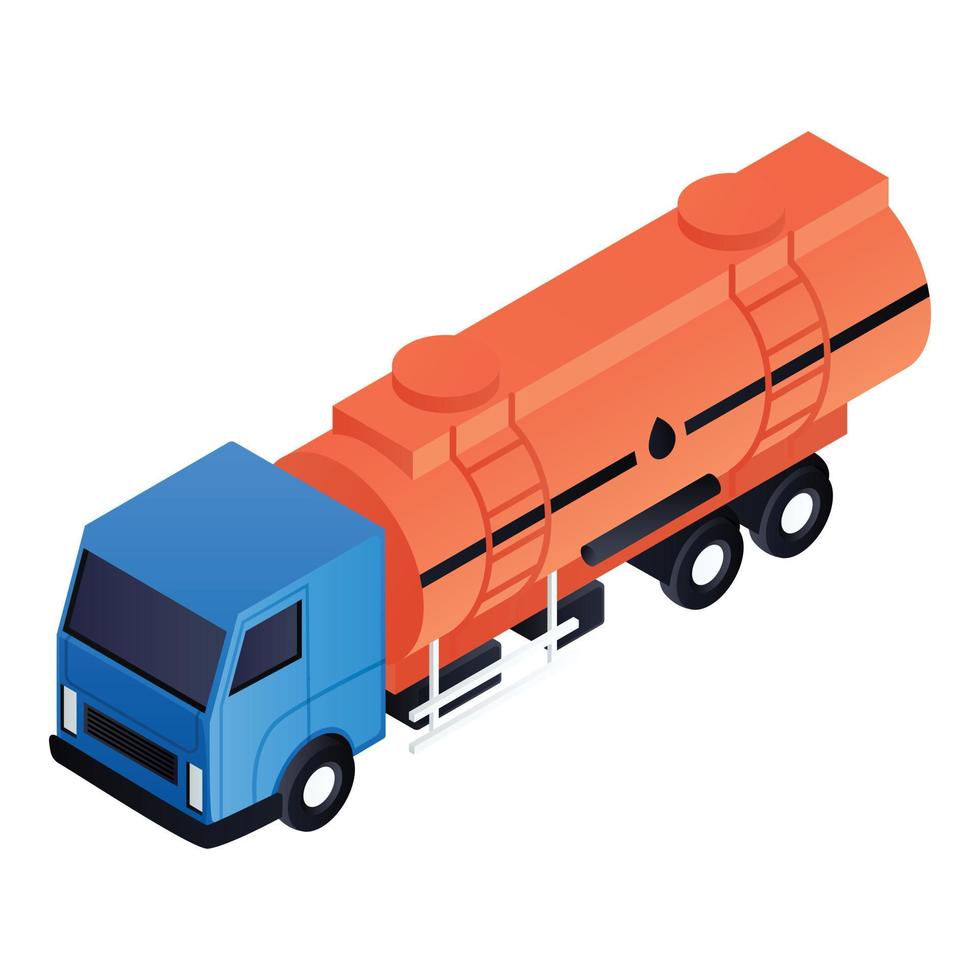 Petrol cistern truck icon, isometric style vector