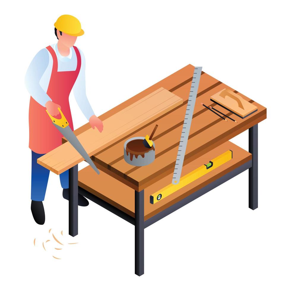 Carpenter worker icon, isometric style vector