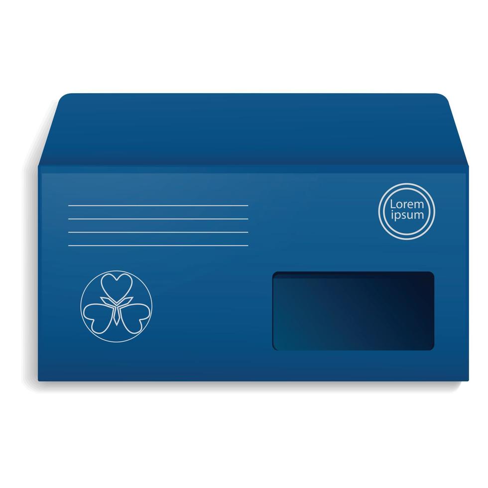 Blue envelope icon, realistic style vector