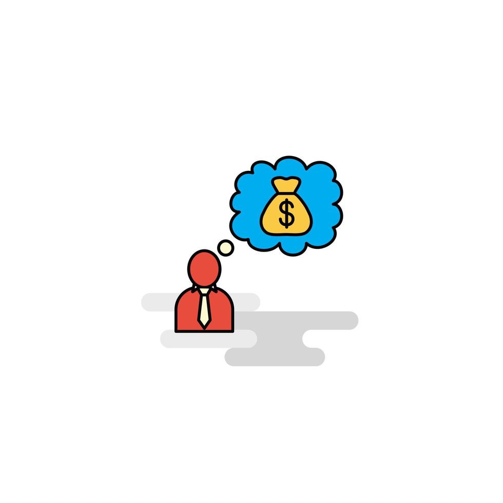 Flat Thinking about money Icon Vector