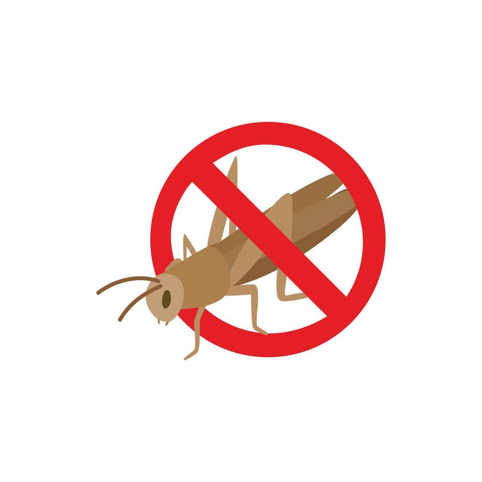 Warning sign with locust icon, isometric 3d style vector