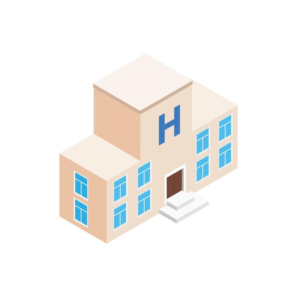 icono del edificio del hospital, estilo 3d isométrico vector