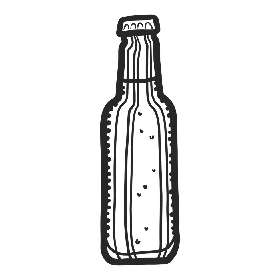 icono de botella de cerveza, estilo dibujado a mano vector