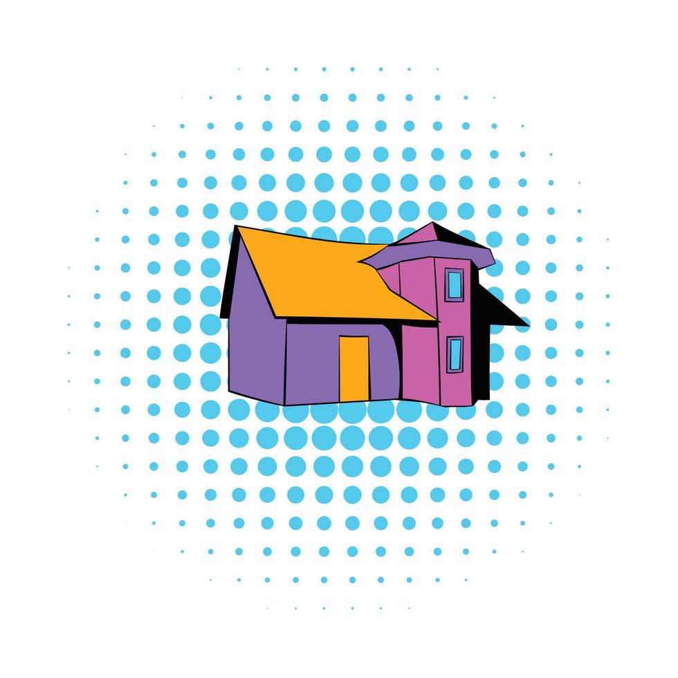 Cottage icon, comics style vector