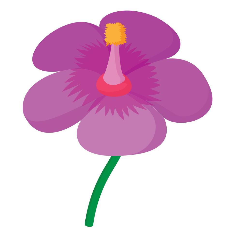 icono de flor morada, estilo de dibujos animados vector