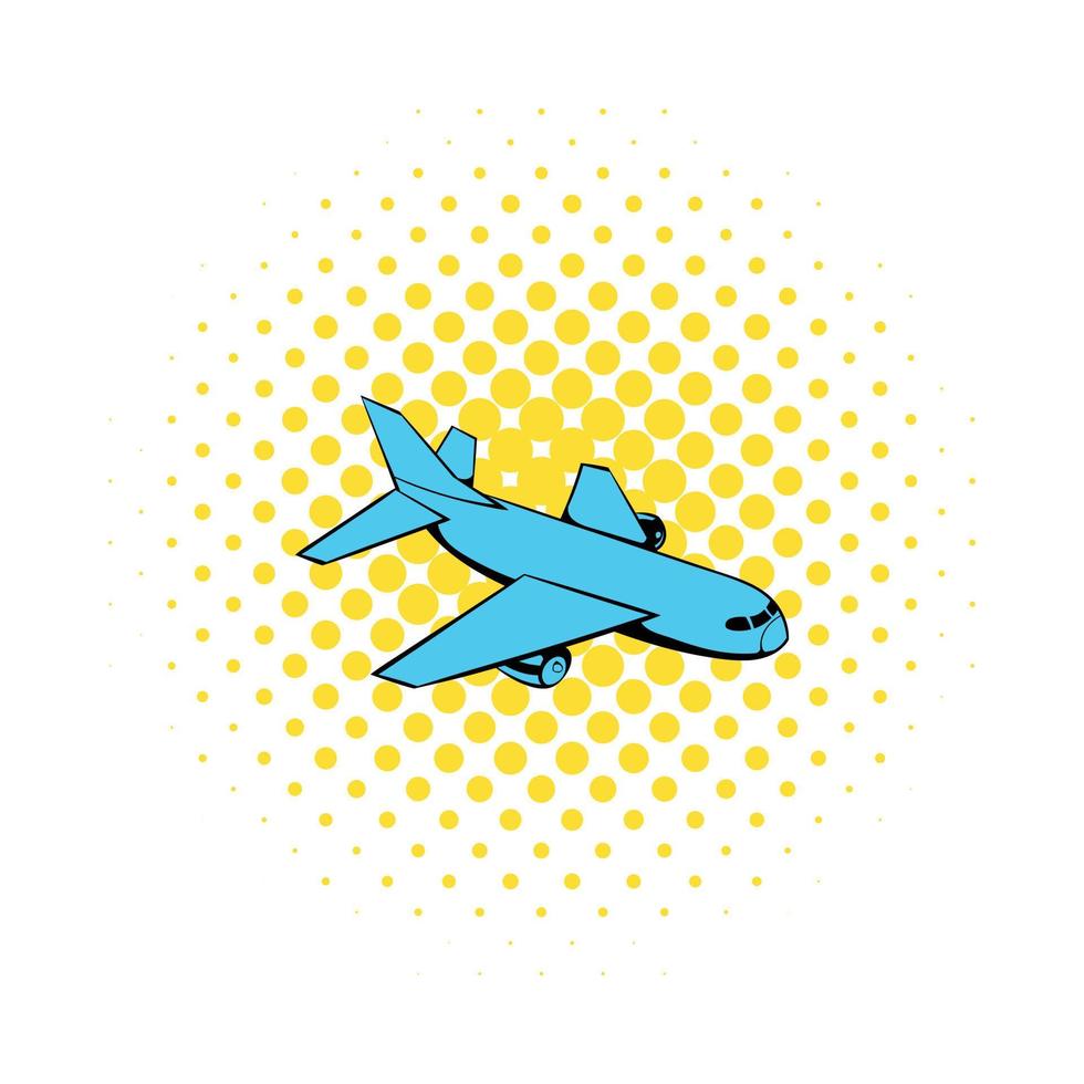 icono de avión de pasajeros, estilo comics vector