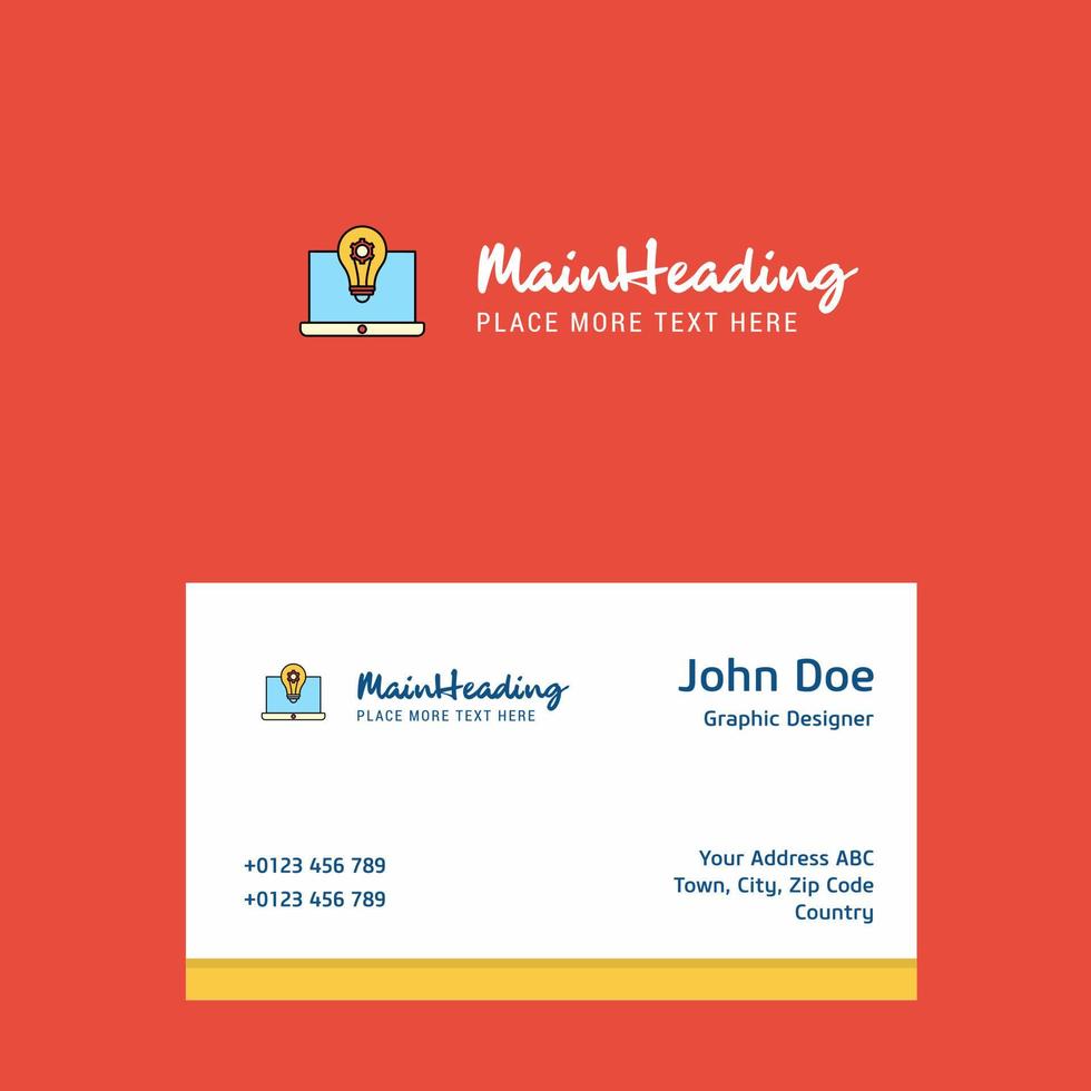 Laptop logo Design with business card template Elegant corporate identity Vector