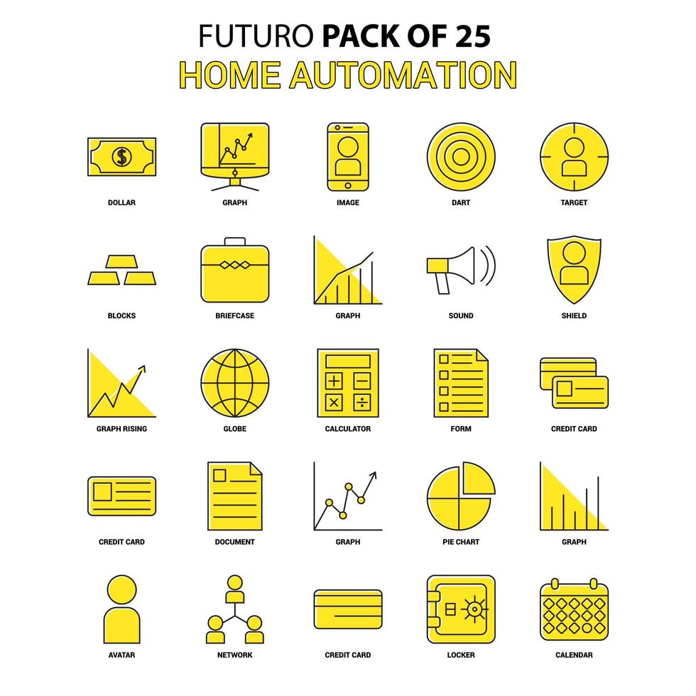 Home Automation Icon Set Yellow Futuro Latest Design icon Pack vector