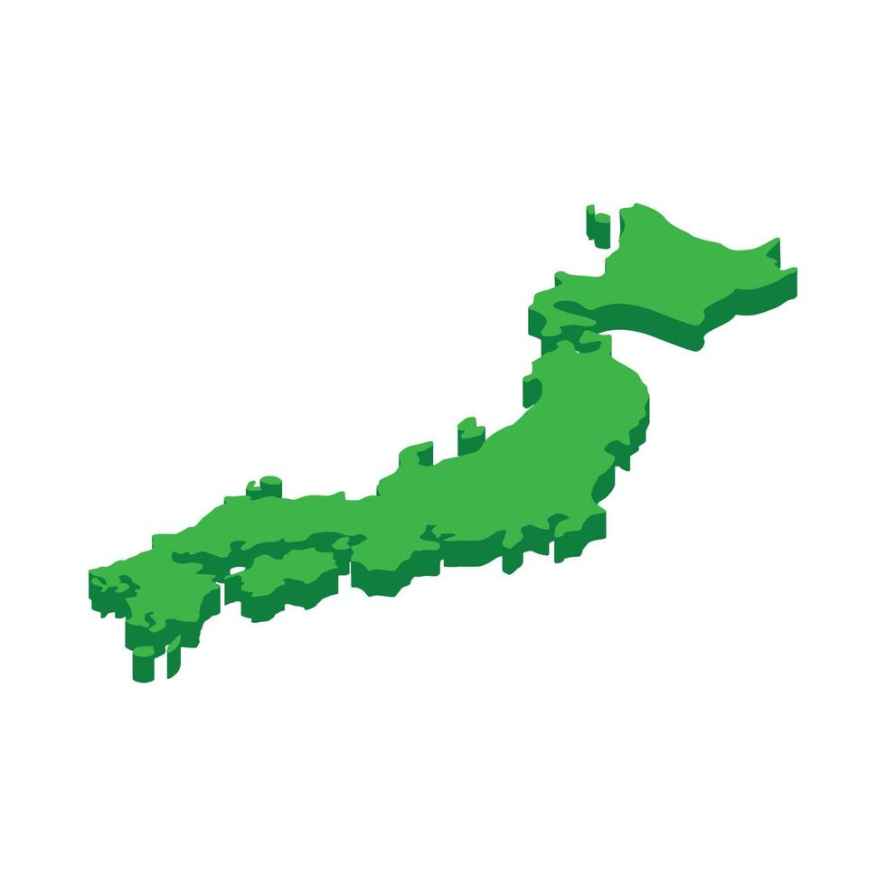 Map of Japan icon, isometric 3d style vector