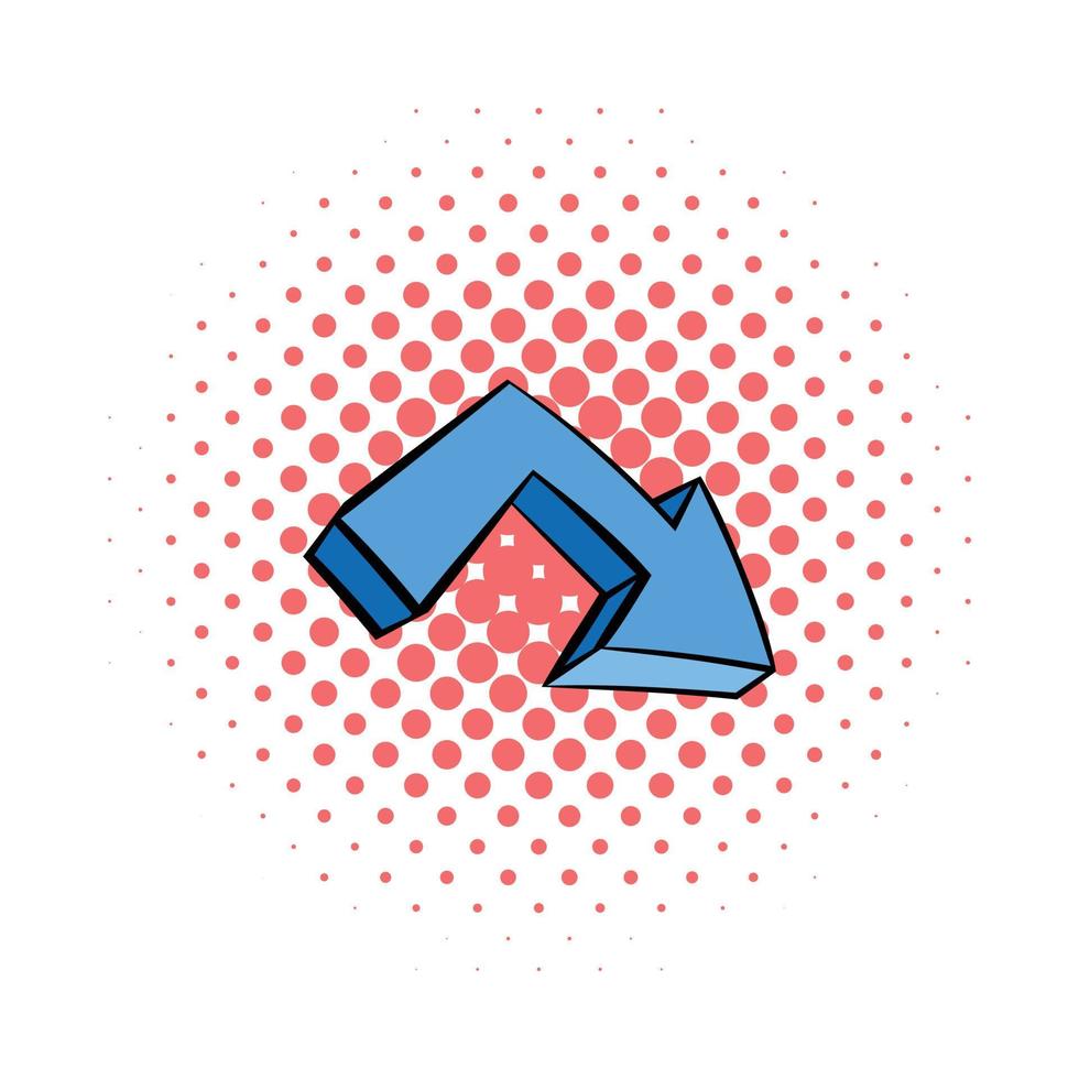 Blue arrow icon, comics style vector