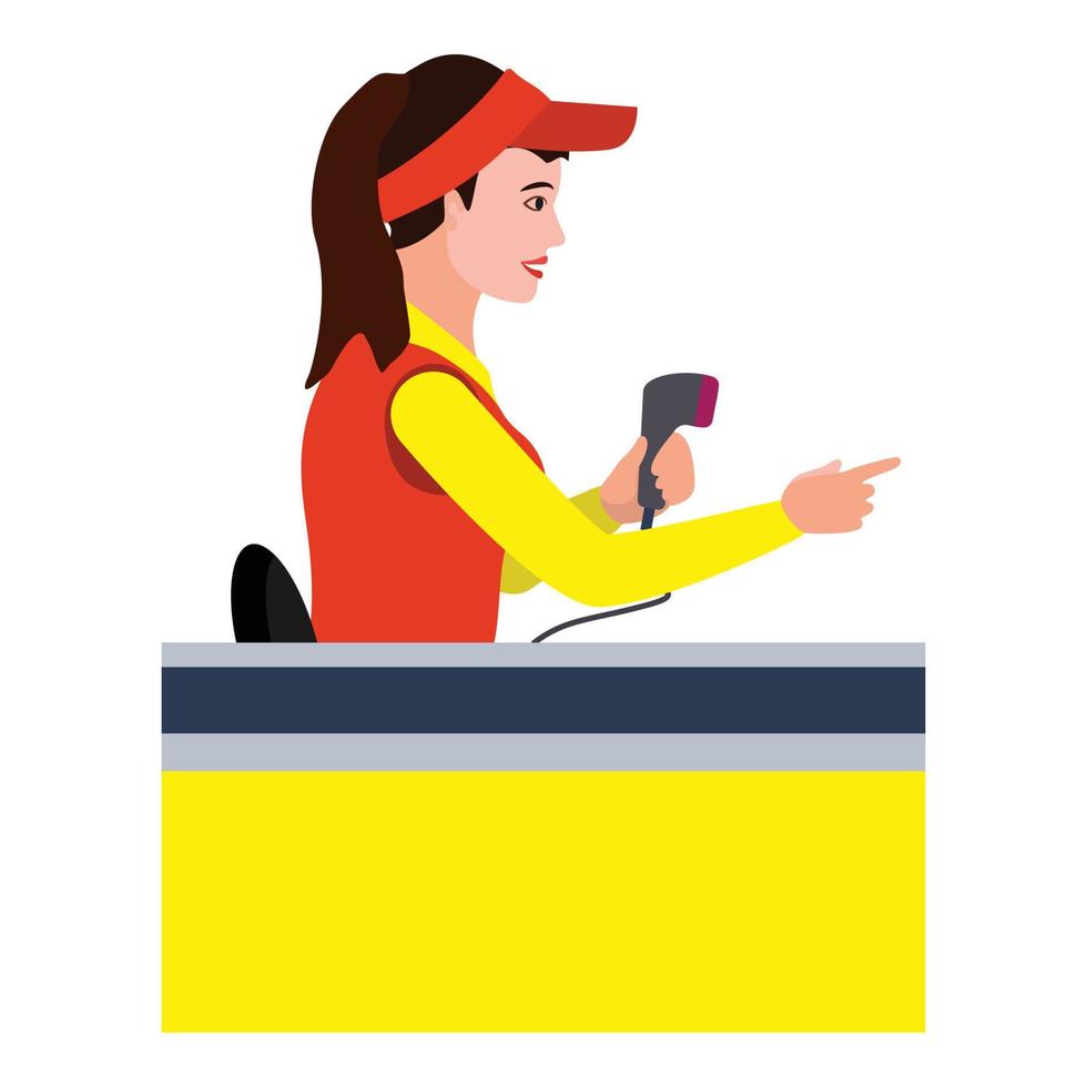 Woman cashier icon, flat style vector