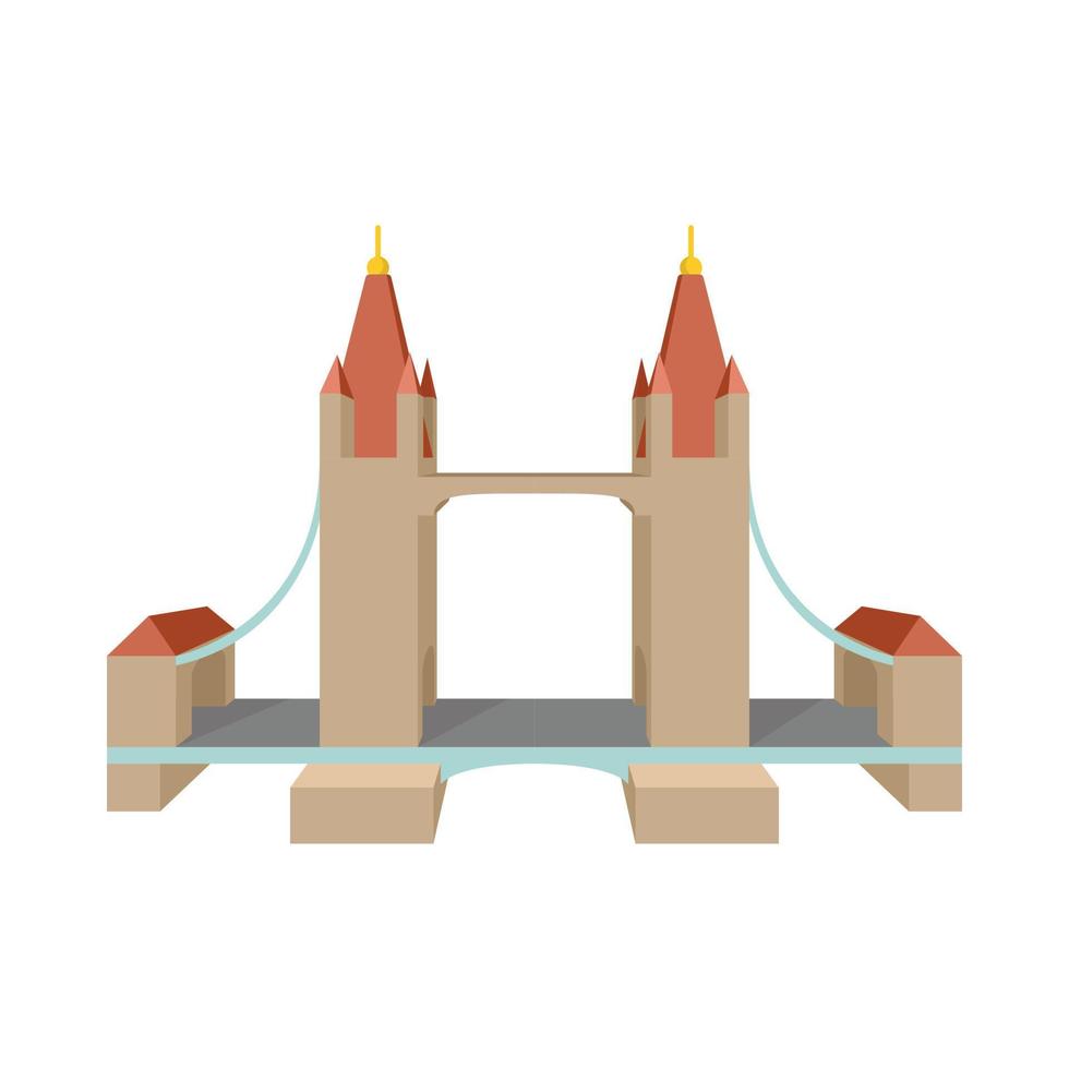 puente de la torre en el icono de londres, estilo de dibujos animados vector