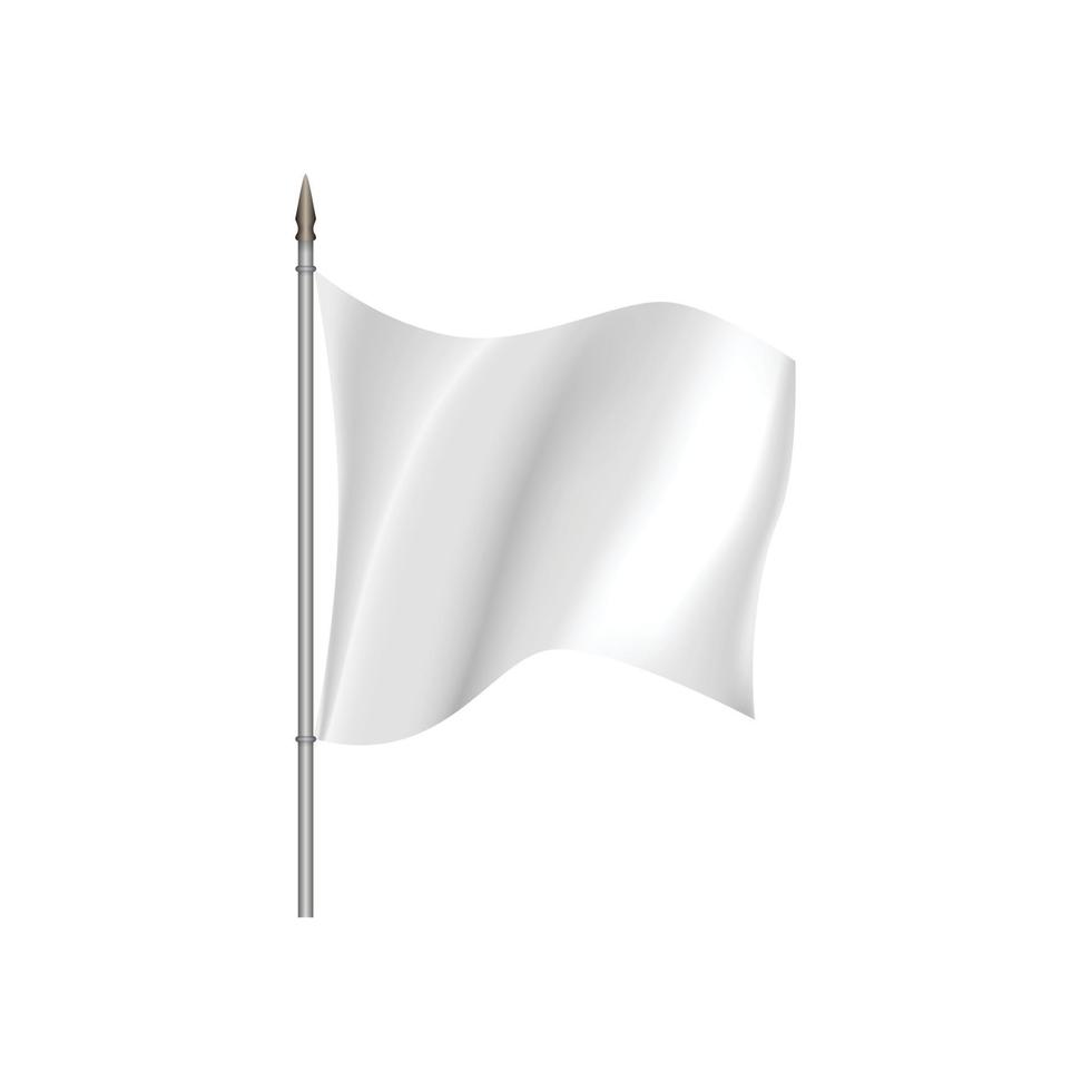 White flag waving on the wind vector